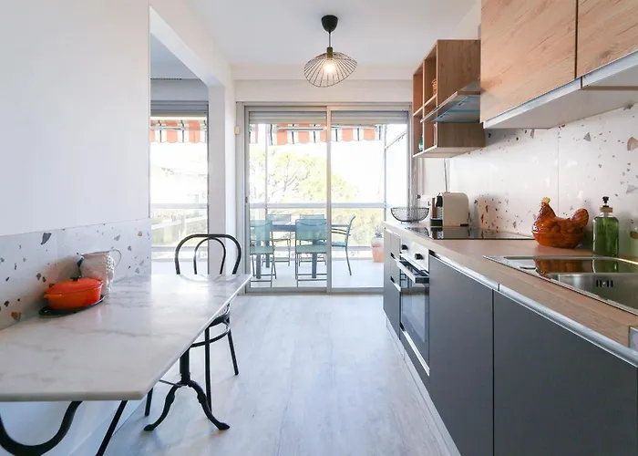 Beautiful Flat With Sea View Terrace Pool Parking Portative Ac- Benakey Apartment Antibes