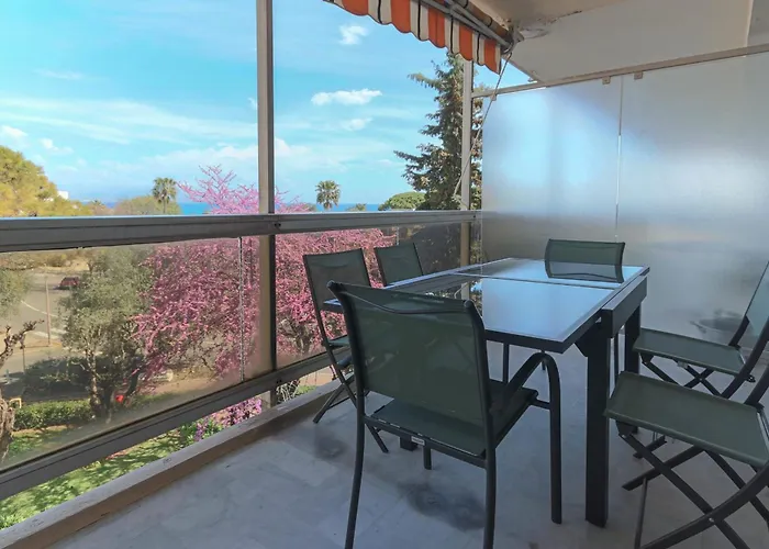 Beautiful Flat With Sea View Terrace Pool Parking Portative Ac- Benakey 昂蒂布
